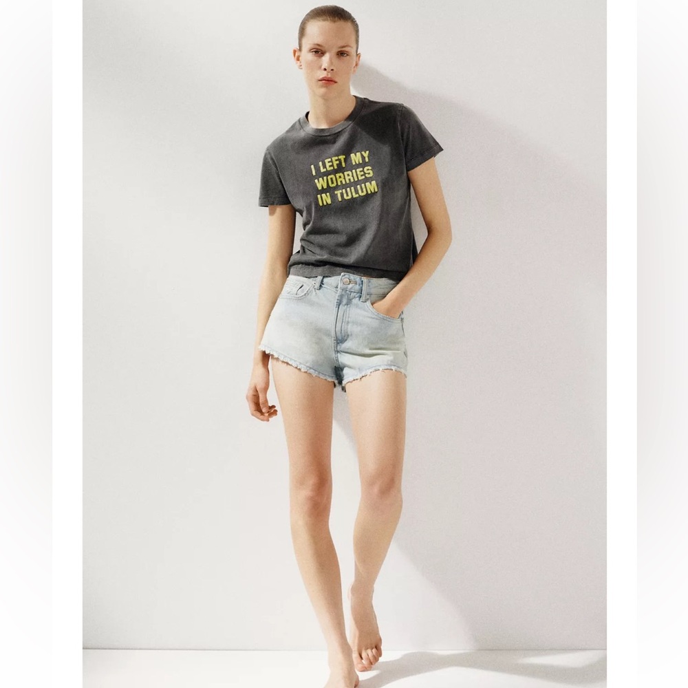 Charcoal woman Tee with Yellow Text